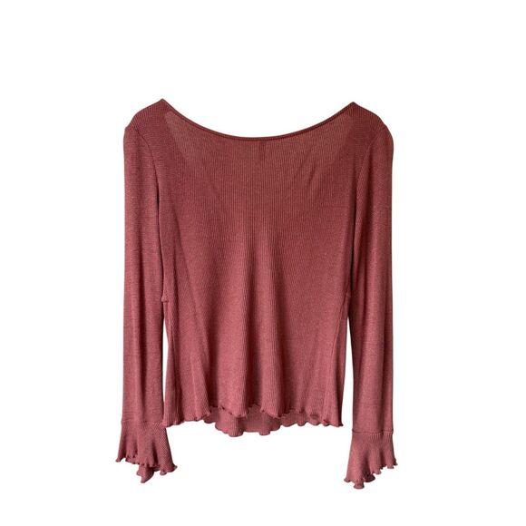 Free People Intimately Say When Long Sleeve Metallic Tie Front Top Size M - Picture 5 of 11